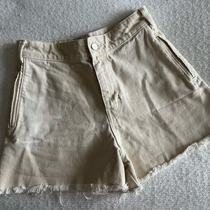 Zara High Rise Shorts (Beige)